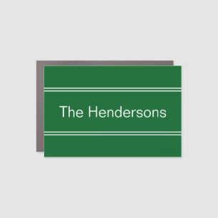 Last Name Green and White Mailbox Decal Magnet