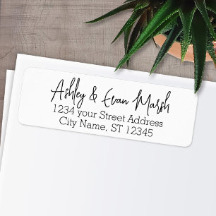 Last Name - Heartwell Script font - Return Address Label