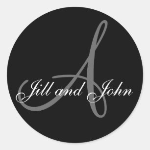 Last Name Initial A plus First Names Black Sticker