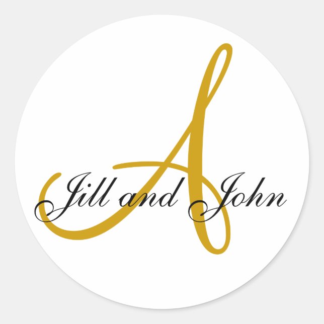 Last Name Initial A plus First Names Gold Sticker (Front)