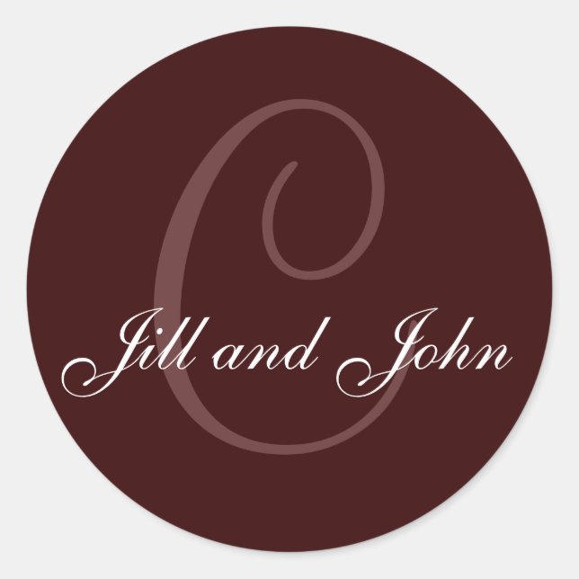 Last Name Initial, First Names Chocolate Sticker (Front)