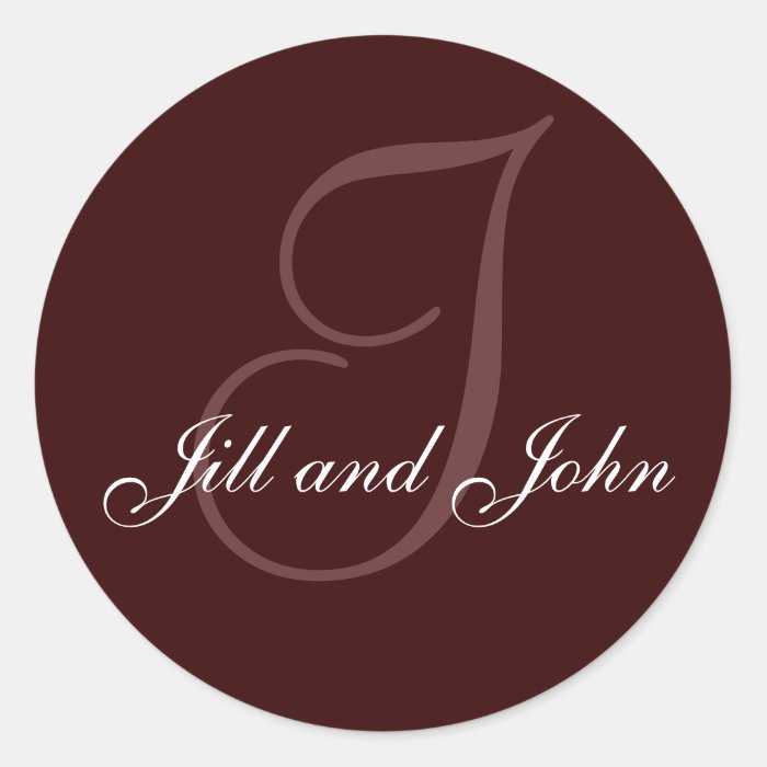 Last Name Initial I plus First Names Brown Seal Round Stickers