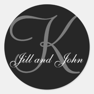 Last Name Initial K plus First Names Black Sticker
