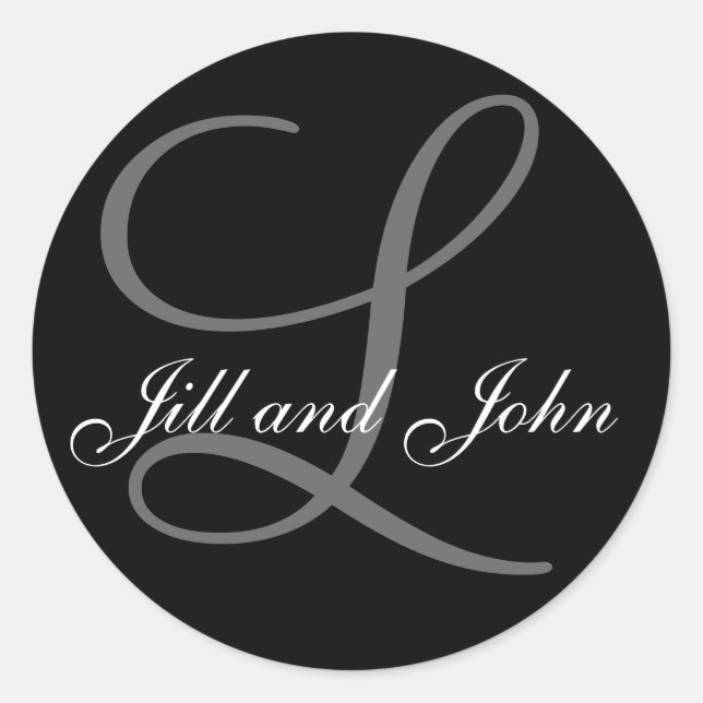 Last Name Initial L plus First Names Black Sticker (Front)