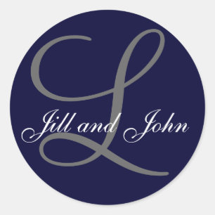 Last Name Initial L plus First Names Navy Sticker