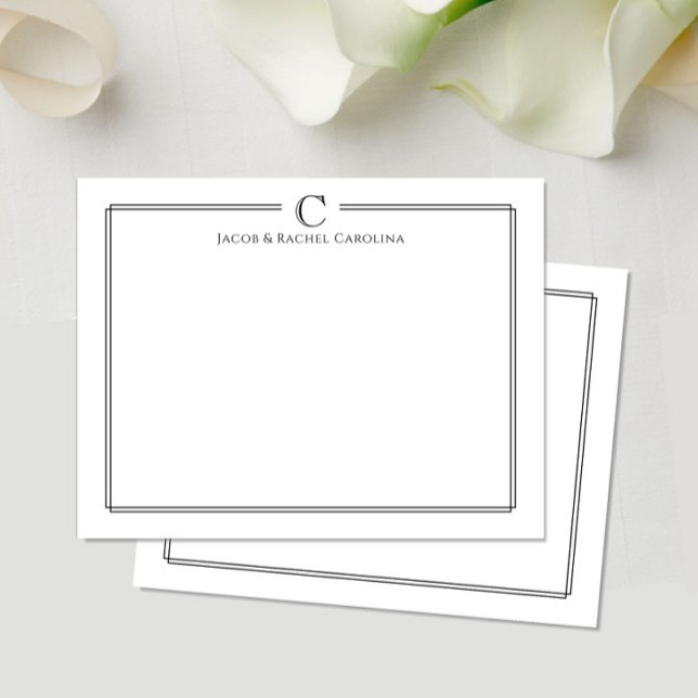 Last Name Initial Newlywed Stationery Note Card (Creator Uploaded)