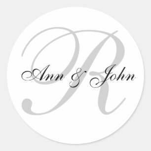 Last Name Initial plus Names Wedding Favor Sticker