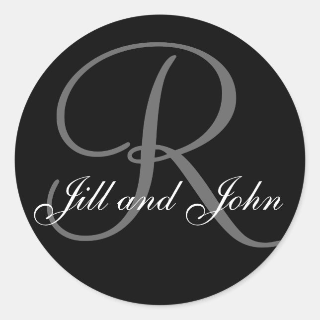 Last Name Initial R plus First Names Black Sticker (Front)