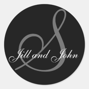 Last Name Initial S plus First Names Black Sticker