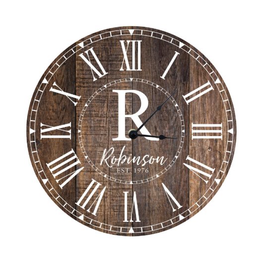 Last Name, Initials, and Year Family Wall Clock (Front)