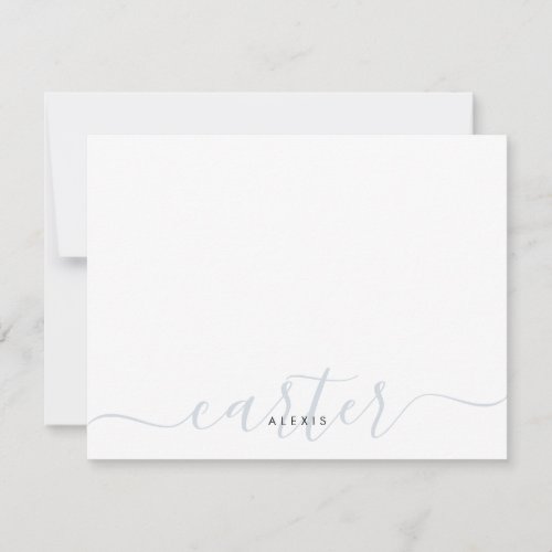 Last Name Light Silver Gray Elegant Girly Script Note Card