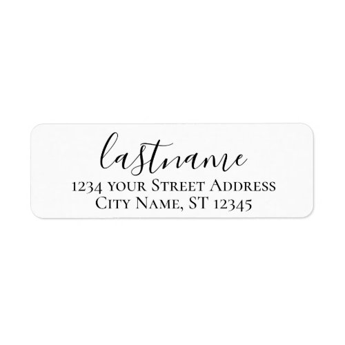 Last Name _ Morgana Script Custom Return Address Label