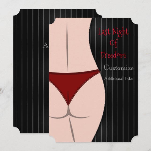 Last Night Of Freedom Bachelor Party Invitation (Front/Back)