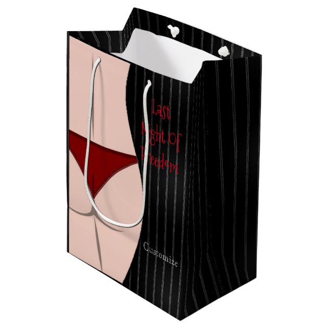 Last Night Of Freedom Bachelor Party Medium Gift Bag (Front Angled)