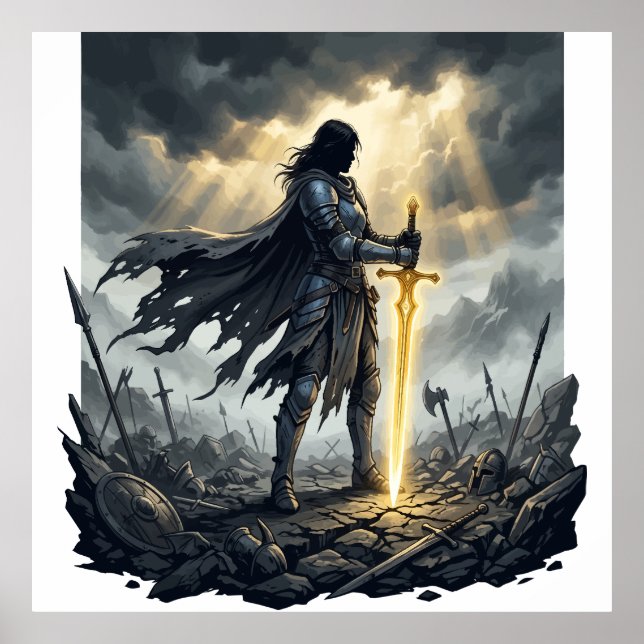 Last One Standing Dark Fantasy Warrior Epic Battle Poster (Front)