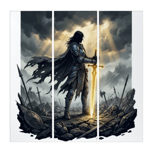 Last One Standing Dark Fantasy Warrior Epic Battle Triptych