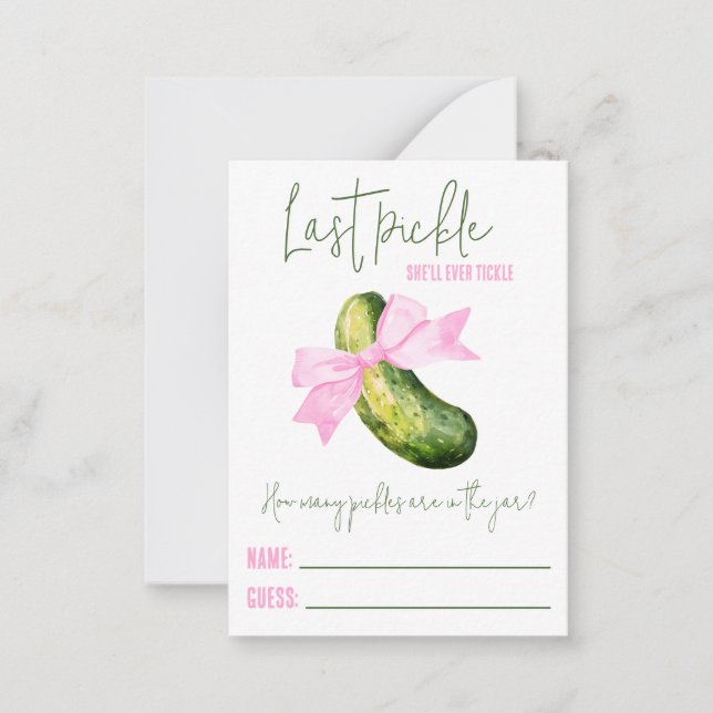 Last Pickle Bridal Shower Guessing Game Note Card (Front)