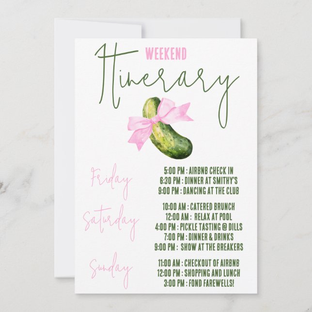 Last Pickle She'll Ever Tickle Bachelorette Party Invitation (Back)