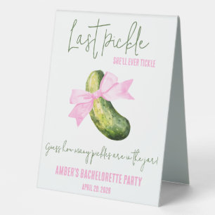 Last Pickle She'll Tickle, Guess the Pickles Game Table Tent