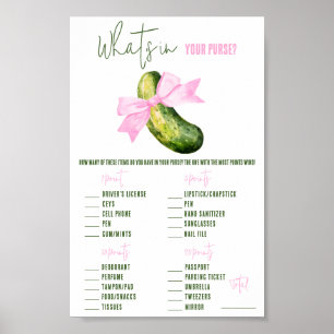 Last Pickle, What's in Your Purse? Bridal Game Poster