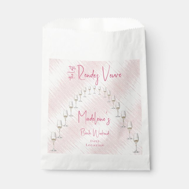 Last Rendez Veuve Bachelorette Weekend Itinerary Favor Bag (Front)