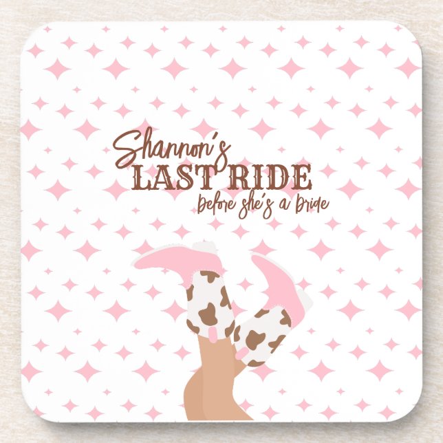 Last Ride Bachelorette Party Beverage Coaster (Front)