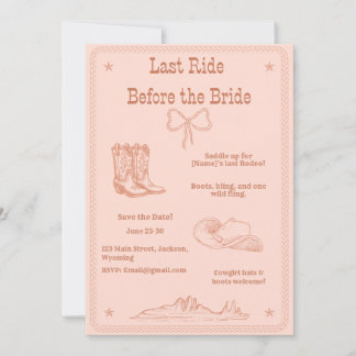 Last Ride Before the Bride Western Bachelorette Invitation