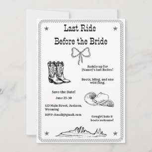 Last Ride Before the Bride Western Bachelorette Save The Date