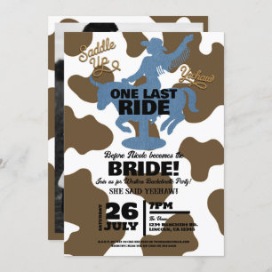 Last Ride Denim Cowgirl Western Bachelorette Party Invitation