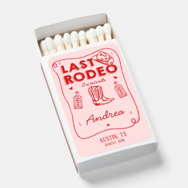 Last Rodeo Bachelorette Favor Matchboxes (Front Open)