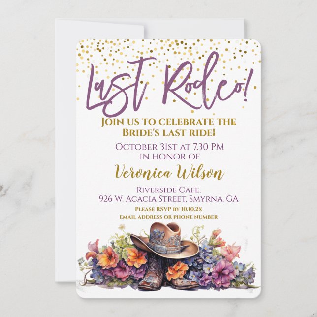 Last Rodeo Bachelorette Party Invitation (Front)