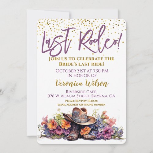 Last Rodeo Bachelorette Party Invitation