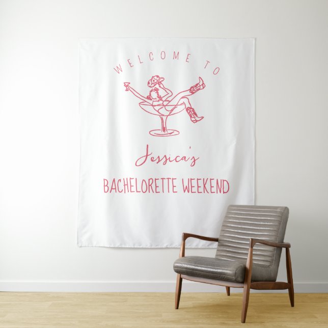 Last rodeo Bachelorette Weekend Funky hand drawn Tapestry (In Situ)
