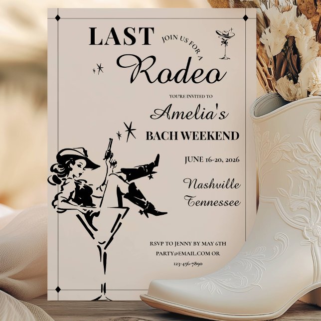 Last Rodeo Bachelorette Weekend Itinerary Invitati Invitation (Last Rodeo Bachelorette Weekend Itinerary Invitation)