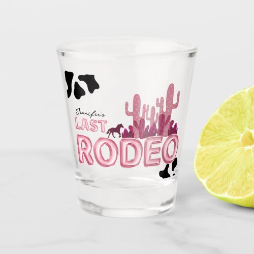 Last rodeo balloon font and cow printcool party shot glass