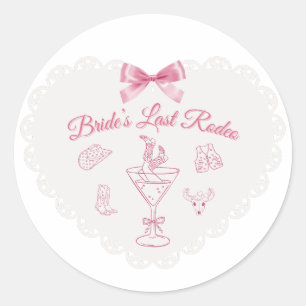 “Last Rodeo” Bride Tribe Western Bachelorette Classic Round Sticker