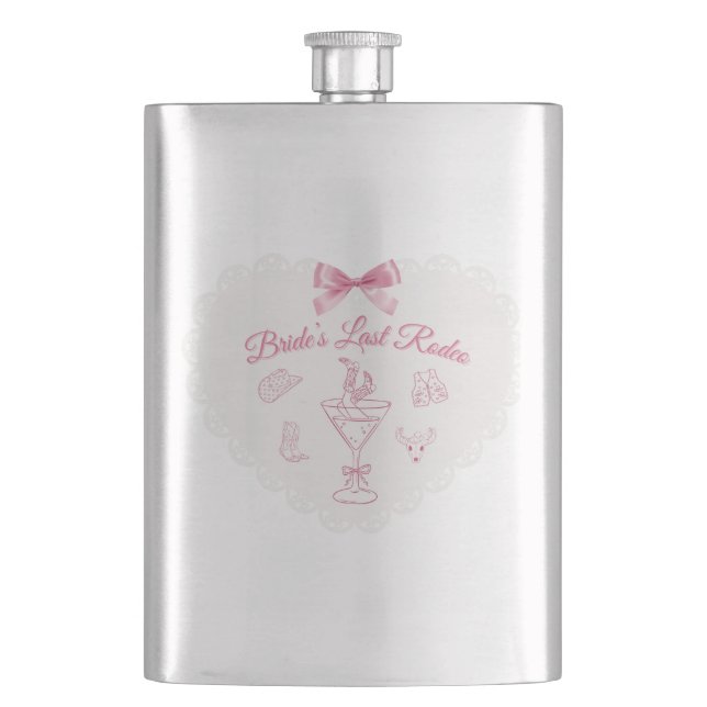 “Last Rodeo” Bride Tribe Western Bachelorette Flask (Front)