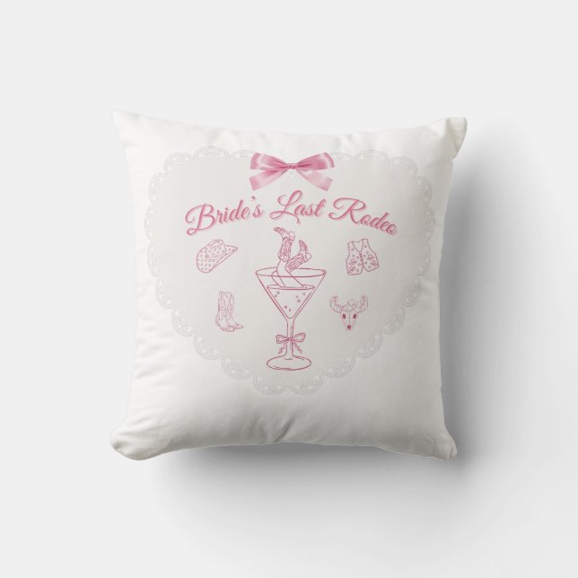 “Last Rodeo” Bride Tribe Western Bachelorette Throw Pillow (Front)