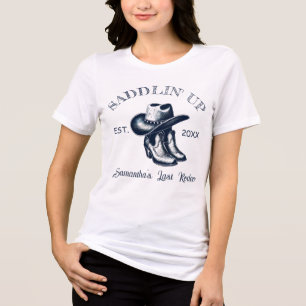 Last Rodeo Chinoiserie Blue Bachelorette Party Tri-Blend Shirt