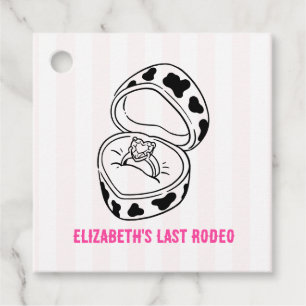 Last Rodeo Cow Print Ring Nash Bash Bachelorette Favor Tags
