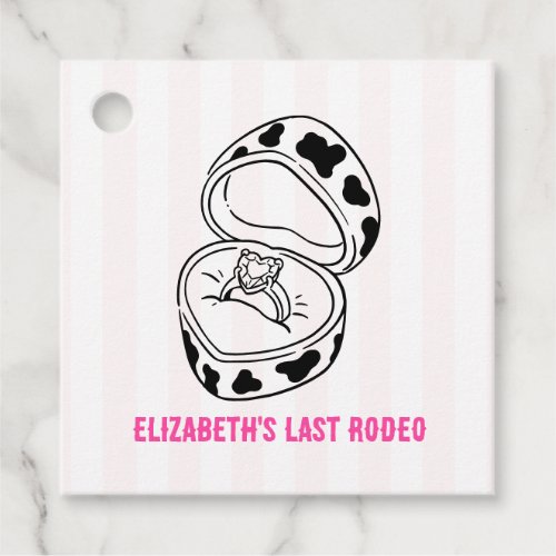 Last Rodeo Cow Print Ring Nash Bash Bachelorette Favor Tags