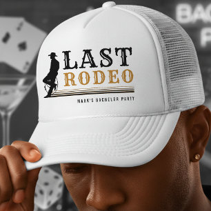 Last Rodeo Cowboy Bachelor Party Brown & Black Trucker Hat