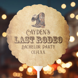 Last Rodeo Cowboy Grunge Brown Bachelor Party Balloon