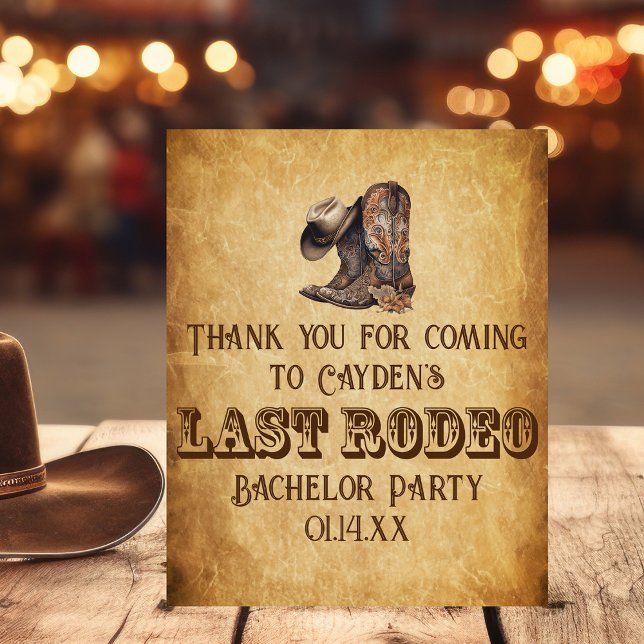 Last Rodeo Cowboy Grunge Brown Bachelor Party Foam Board (Creator Uploaded)
