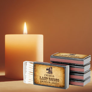 Last Rodeo Cowboy Grunge Brown Bachelor Party Matchboxes