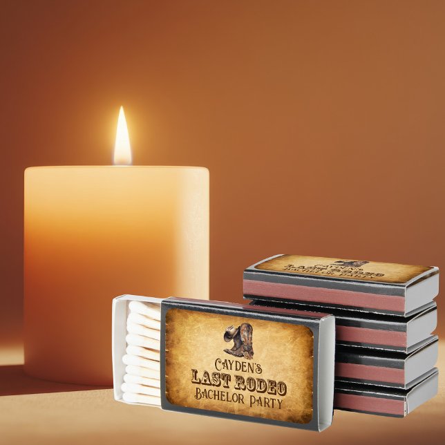 Last Rodeo Cowboy Grunge Brown Bachelor Party Matchboxes (Creator Uploaded)