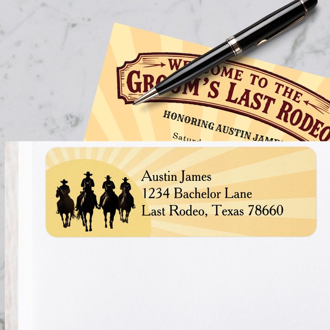 Last Rodeo Cowboys Sunset Groom's Name Bachelor Label (Last Rodeo Cowboys Sunset Groom's Name Bachelor Label)