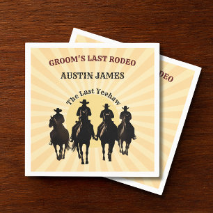 Last Rodeo Cowboys Sunset Groom's Name Bachelor Napkins