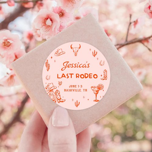 Last Rodeo Cowgirl Bachelorette Party Classic Round Sticker