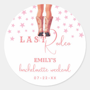 Last Rodeo Cowgirl Bachelorette Weekend Classic Round Sticker